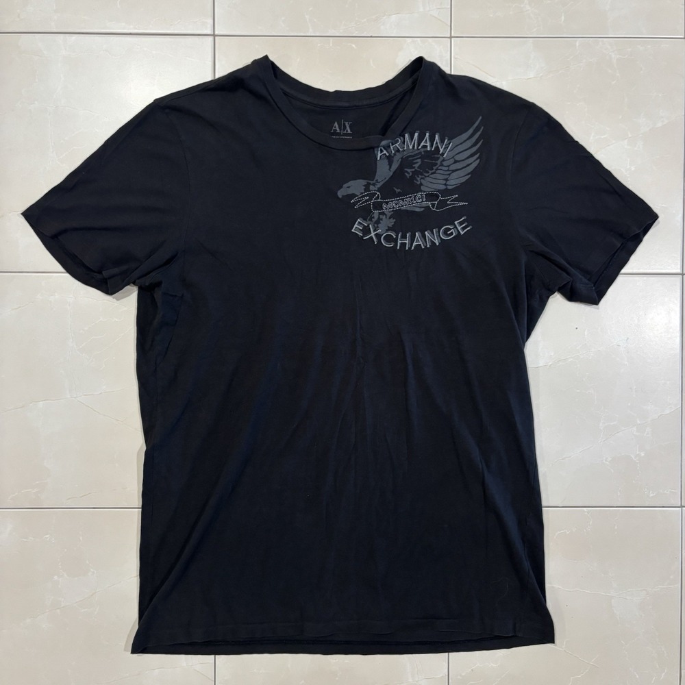 Armani Exchange Eagle T Shirt Men's Large Black Graphic Crewneck Y2K Italy